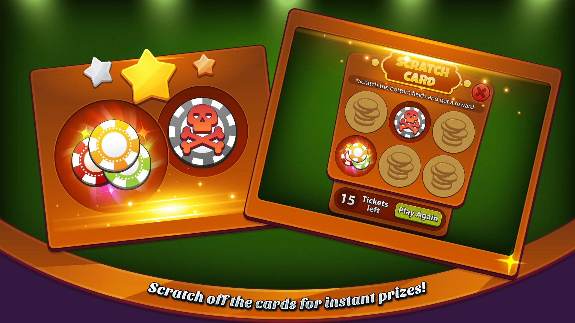 Scratch off the cards for instant prizes!
